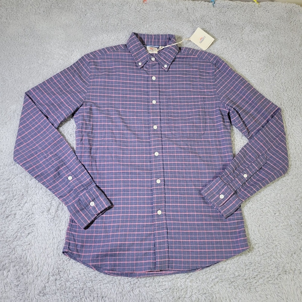 FAHERTY Oxford Shirt Mens XS Blue Red Hayes Check Casual Soft Long Sleeve